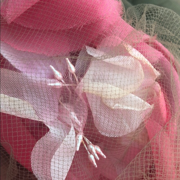 Vtg Net pillbox hat floral 50’s housewives church - Picture 8 of 8